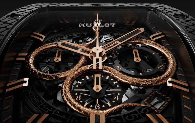 Uhr Chronograph Jahr der Schlange Hublot Limited Edition zifferblatt
